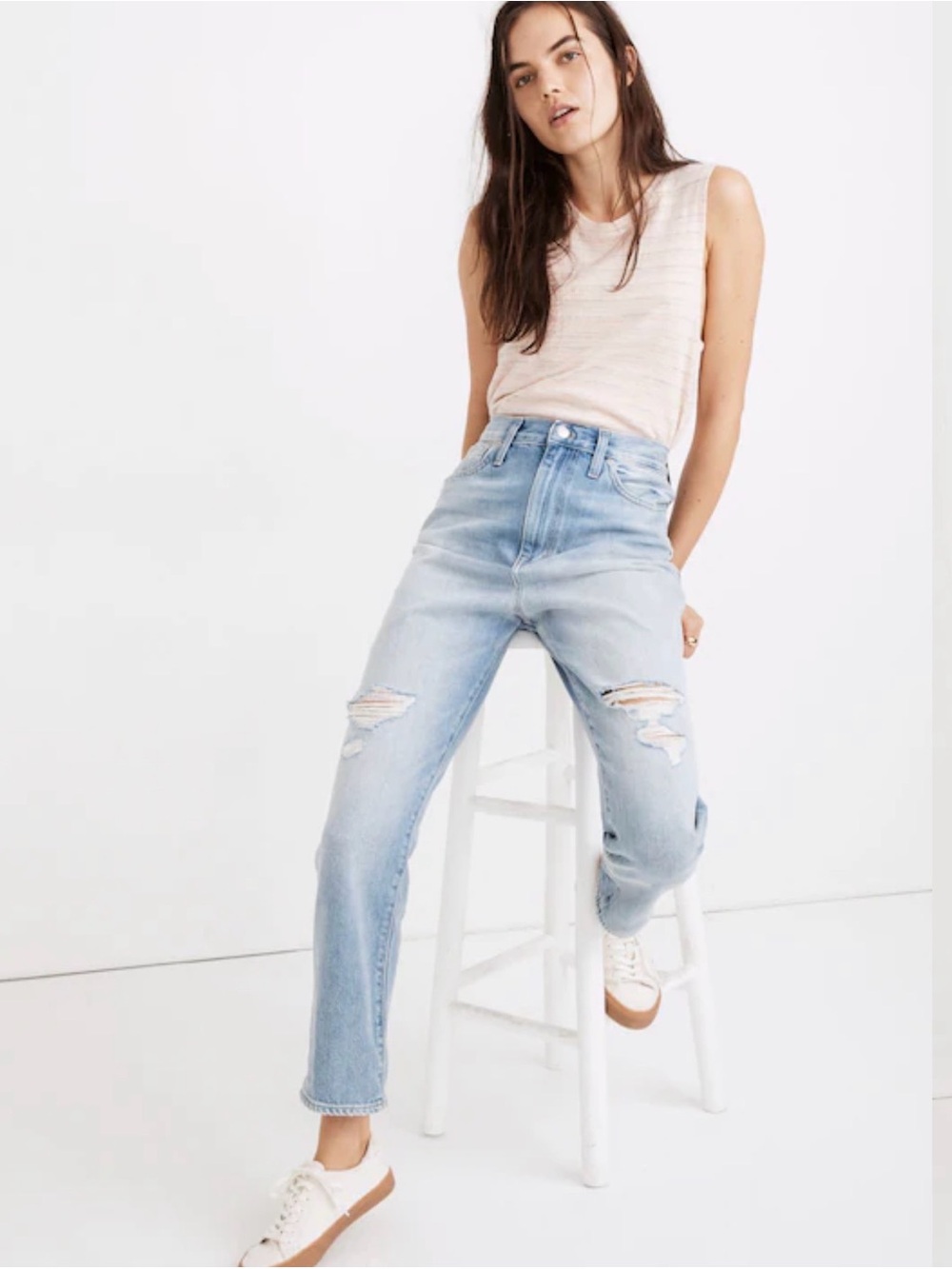 Madewell The Momjean in Gilford Wash: Ripped Edition
